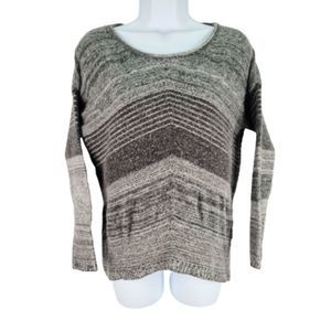 Express Mohair Sweater Gray Striped Long Sleeve